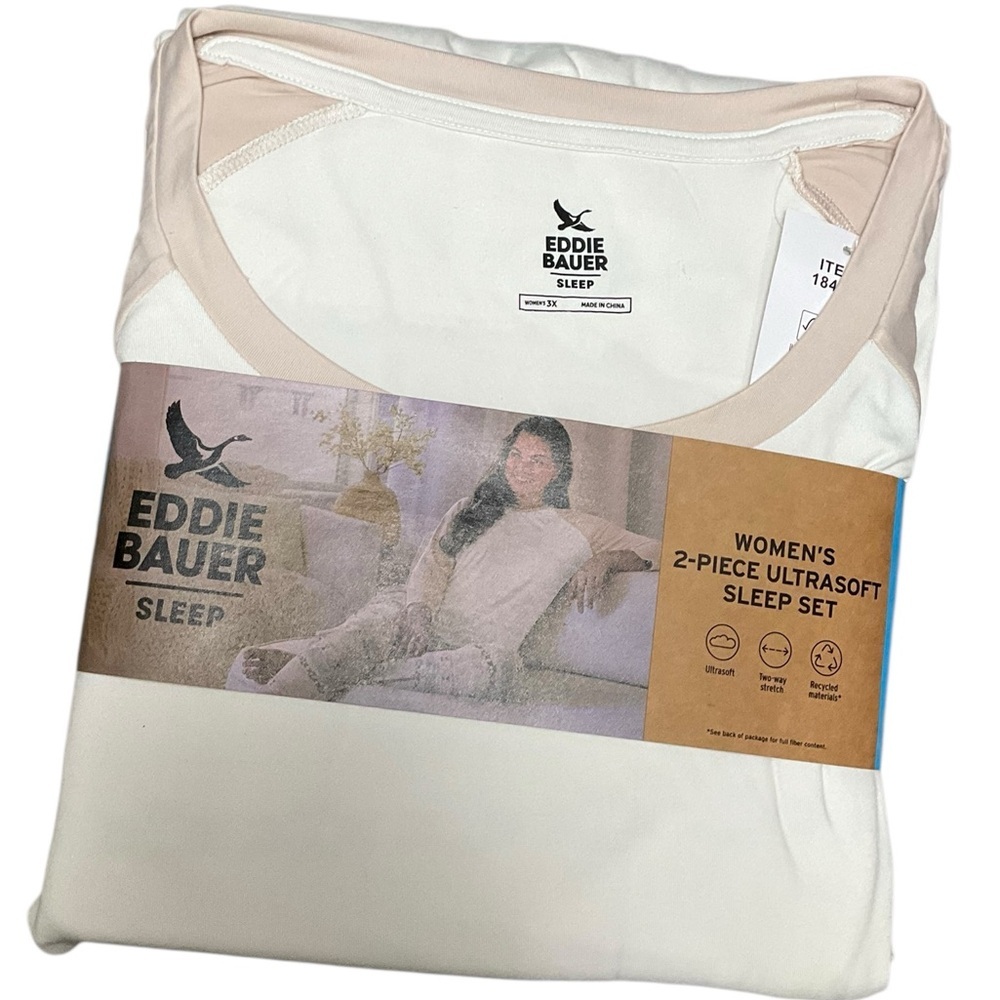 Eddie Bauer Women's Pajama Set Sleepwear Cream Pink Size 3X NWT - Picture 6 of 7